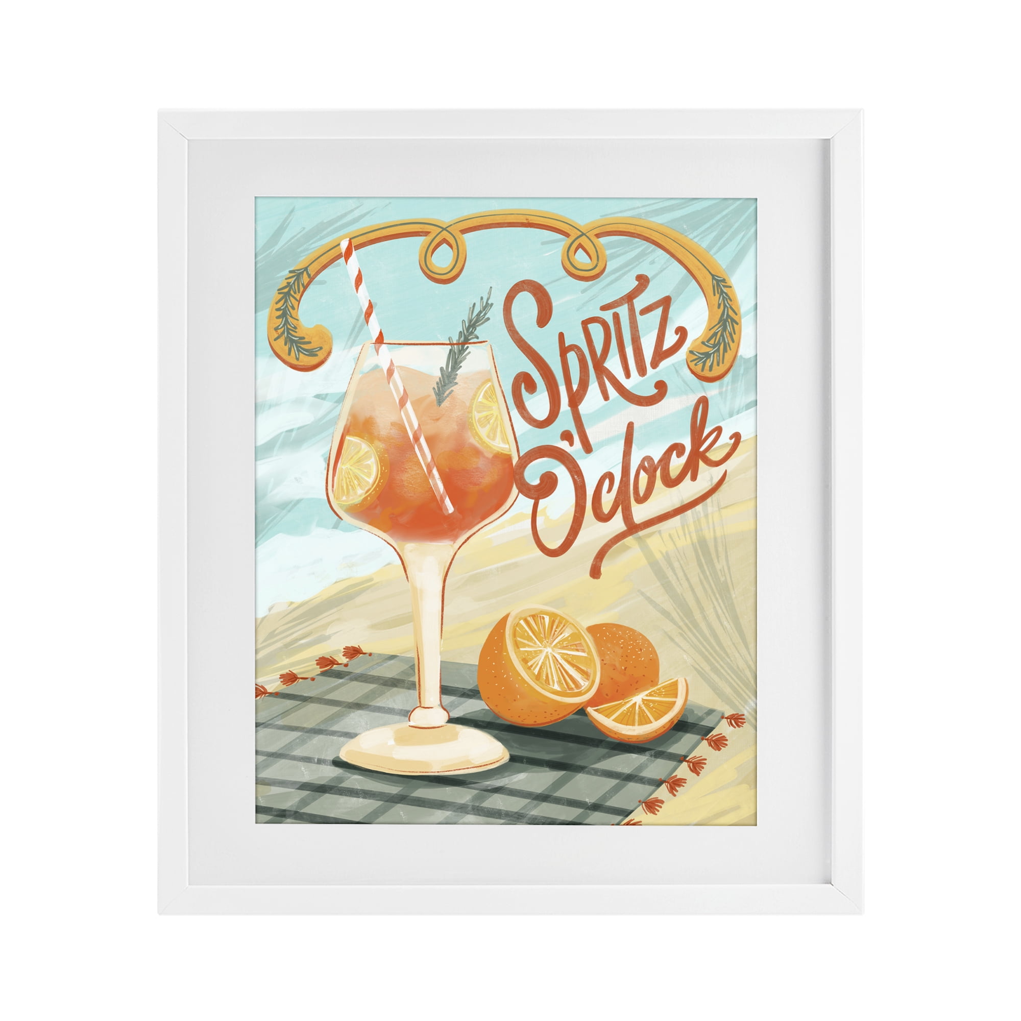 Stupell Industries Spritz O'Clock Citrus Cocktail White Framed Print Under Glass, design by Connie Summers