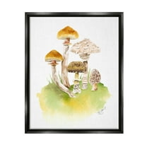 Stupell Industries Sprouting Brown Mushrooms Botanical & Floral Painting Black Floater Framed Canvas Art Print Wall Art, 17 x 21