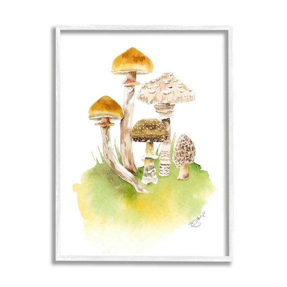 Stupell Industries Sprouting Brown Mushrooms Botanical & Floral Painting White Framed Art Print Wall Art, 11 x 14
