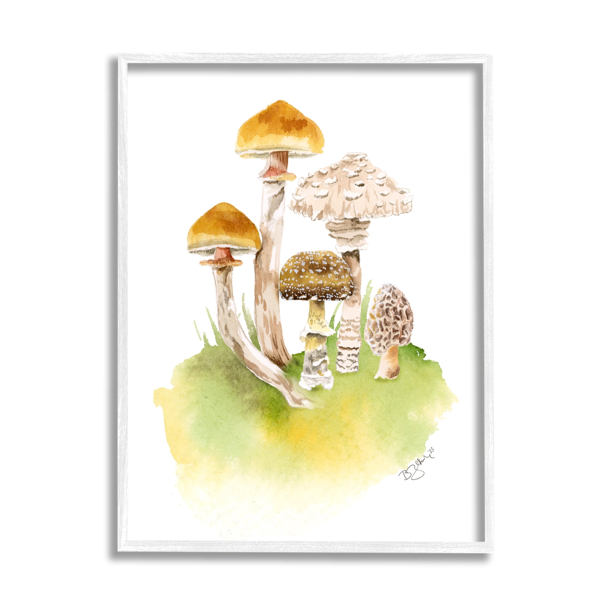 Stupell Industries Sprouting Brown Mushrooms Botanical & Floral Painting White Framed Art Print Wall Art, 24 x 30
