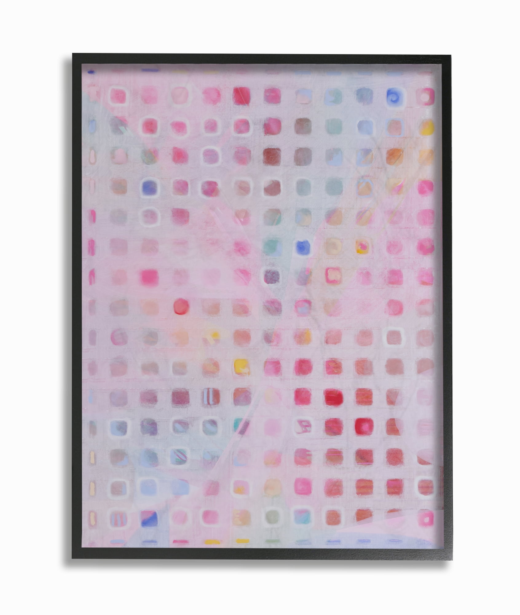 Stupell Industries Square Pattern Abstract Pink Red Painting Framed Wall Art by Third and Wall