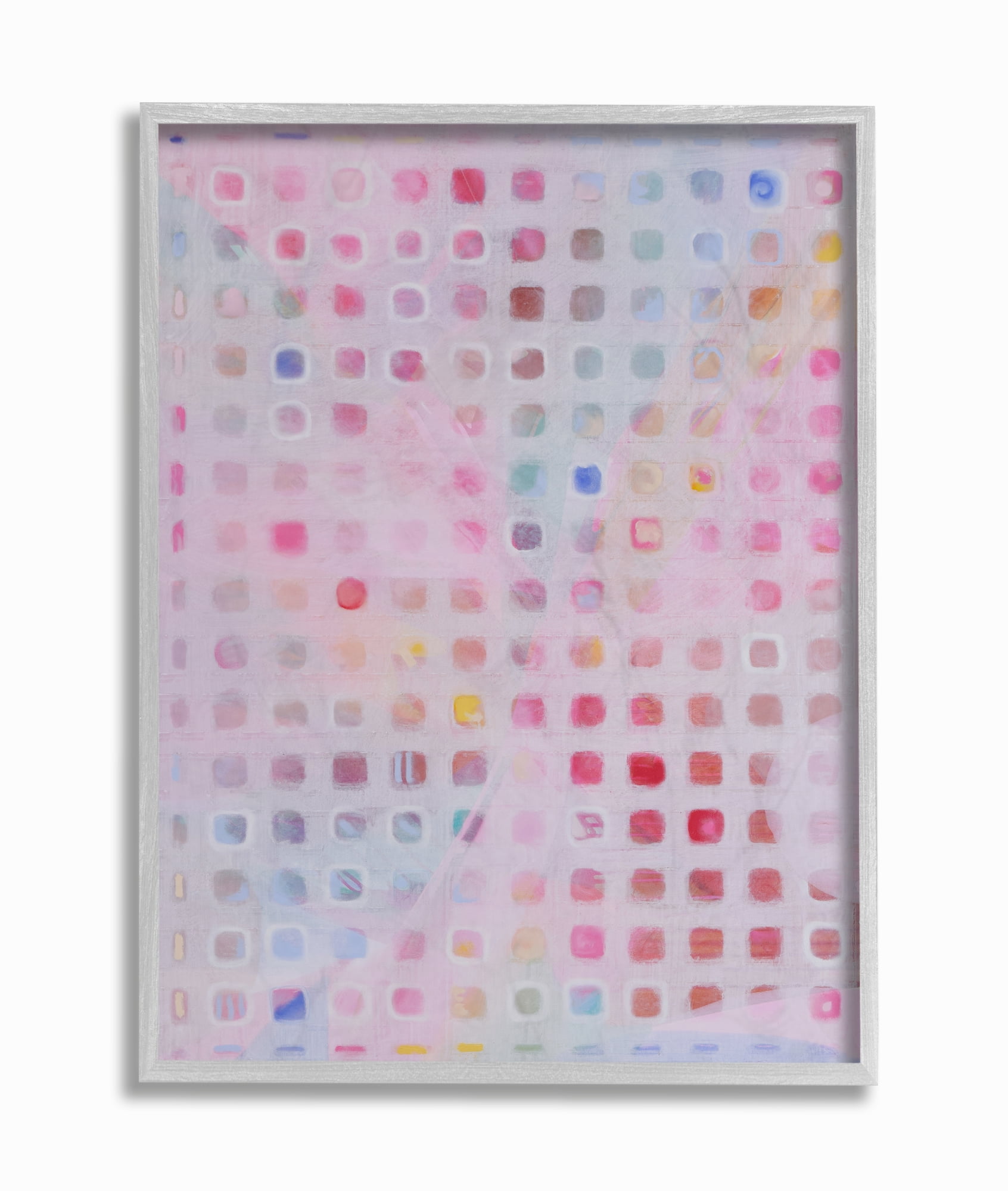 Stupell Industries Square Pattern Abstract Pink Red Painting Gray Framed Wall Art, 11 x 14, byThird and Wall