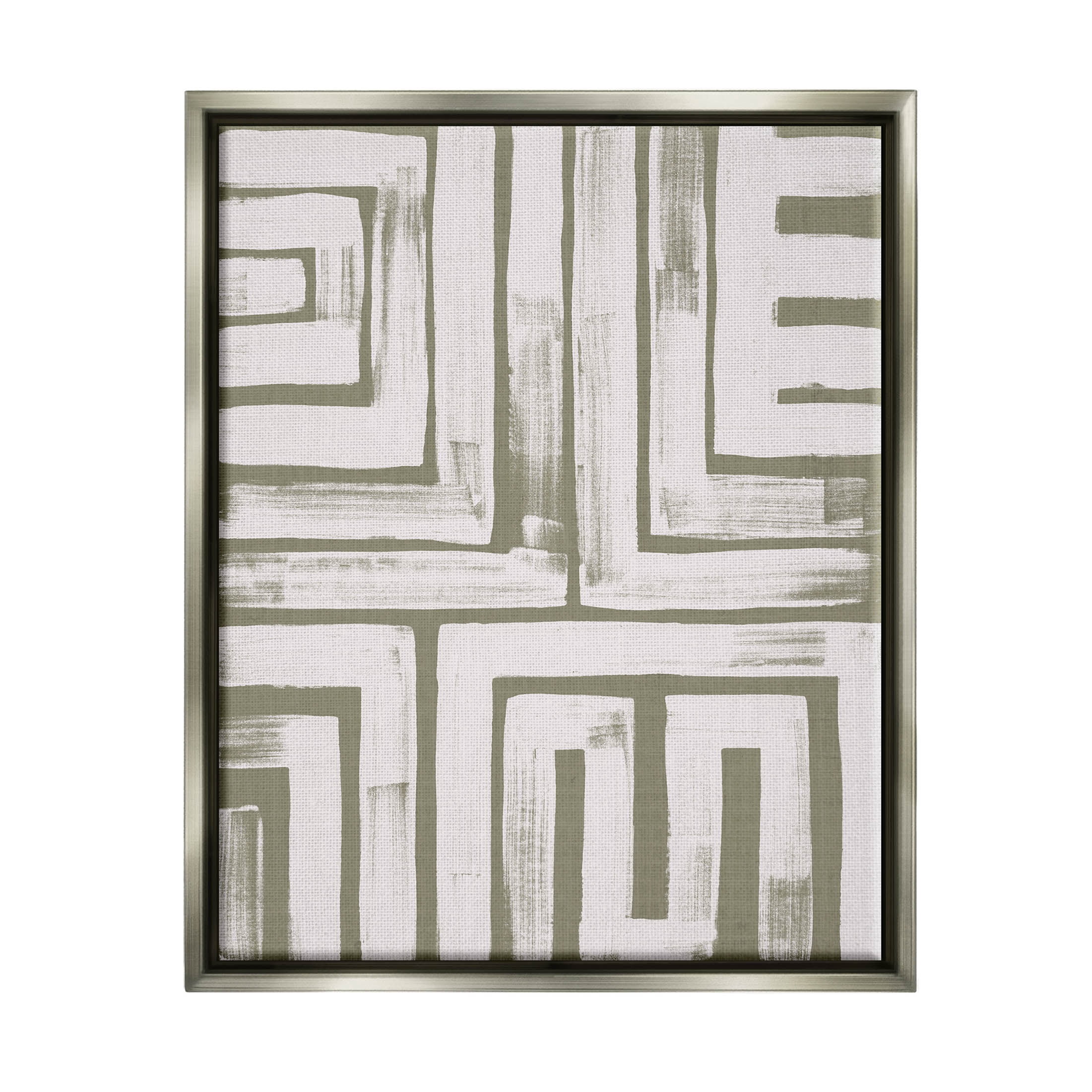 Stupell Industries Square Shape Abstract Pattern Graphic Art Luster Gray Floating Framed Canvas Print Wall Art, Design by June Erica Vess