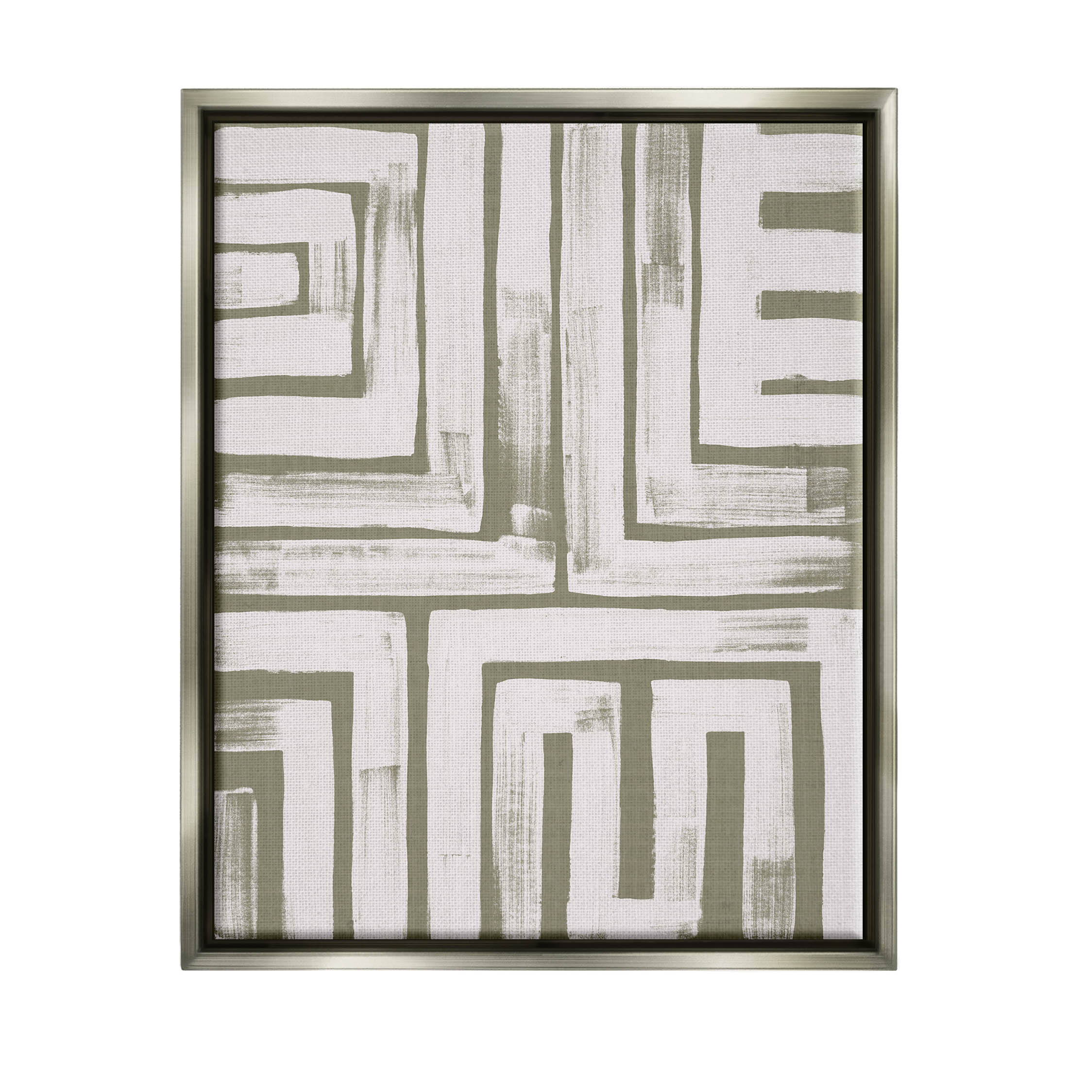 Stupell Industries Square Shape Abstract Pattern Graphic Art Luster Gray Floating Framed Canvas Print Wall Art, Design by June Erica Vess
