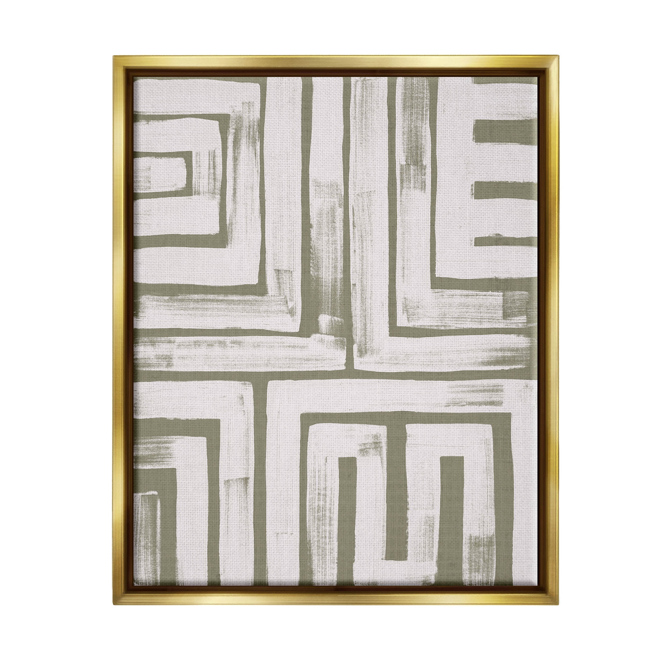 Stupell Industries Square Shape Abstract Pattern Graphic Art Metallic Gold Floating Framed Canvas Print Wall Art, Design by June Erica Vess