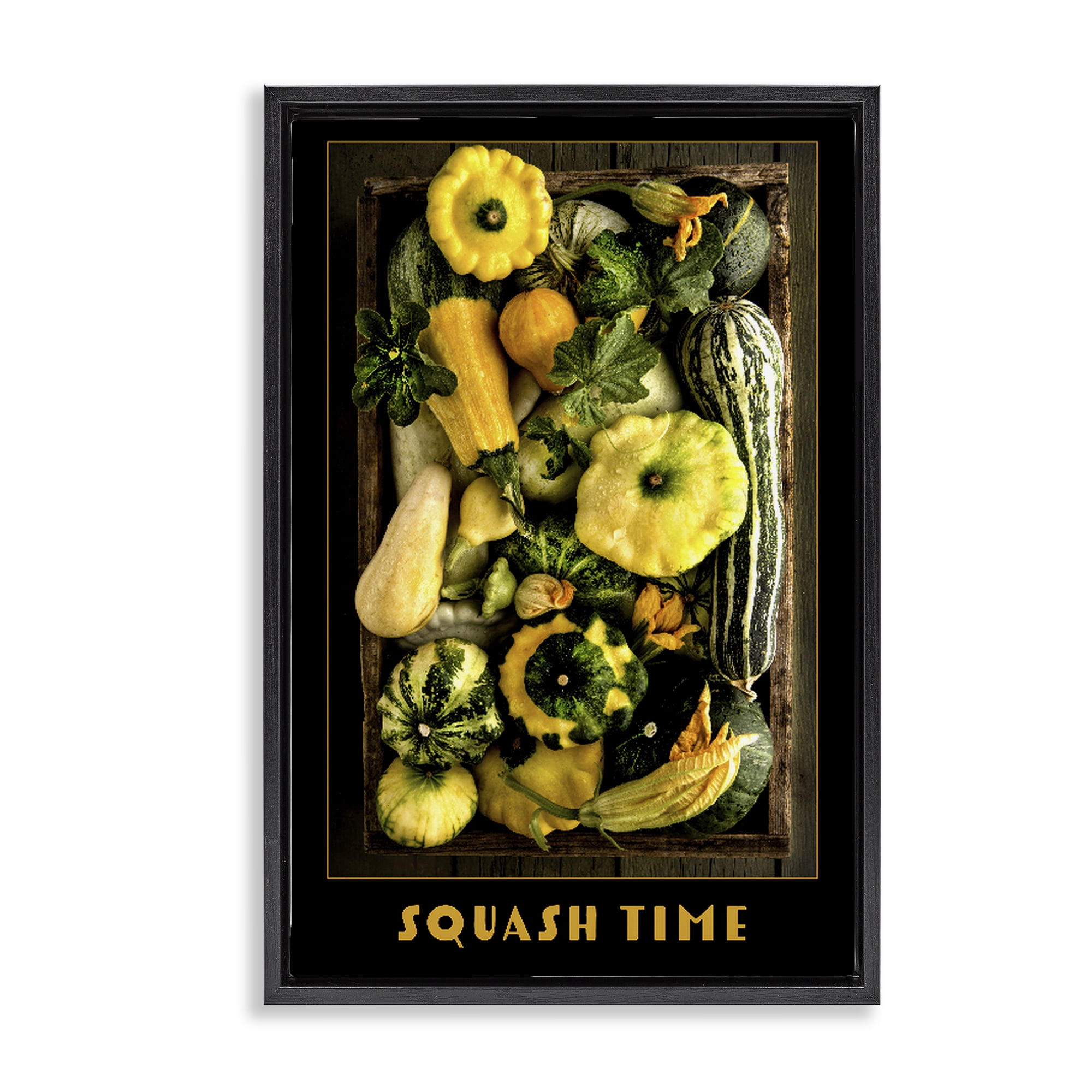 Stupell Industries Squash Time Vibrant Vegetables Black Framed Floater Canvas Wall Art, design by Carl Kravats