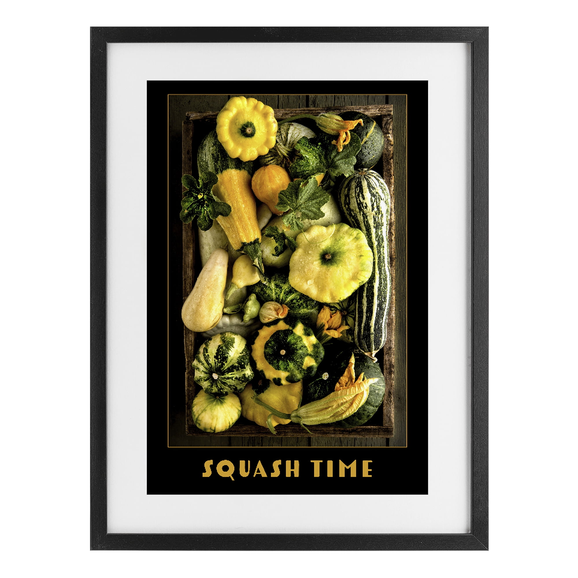 Stupell Industries Squash Time Vibrant Vegetables Black Framed Print Under Glass, design by Carl Kravats