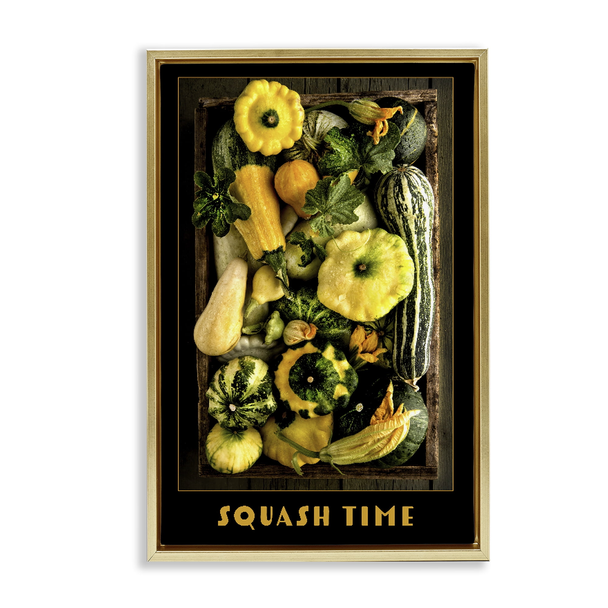 Stupell Industries Squash Time Vibrant Vegetables Gold Framed Floater Canvas Wall Art, design by Carl Kravats