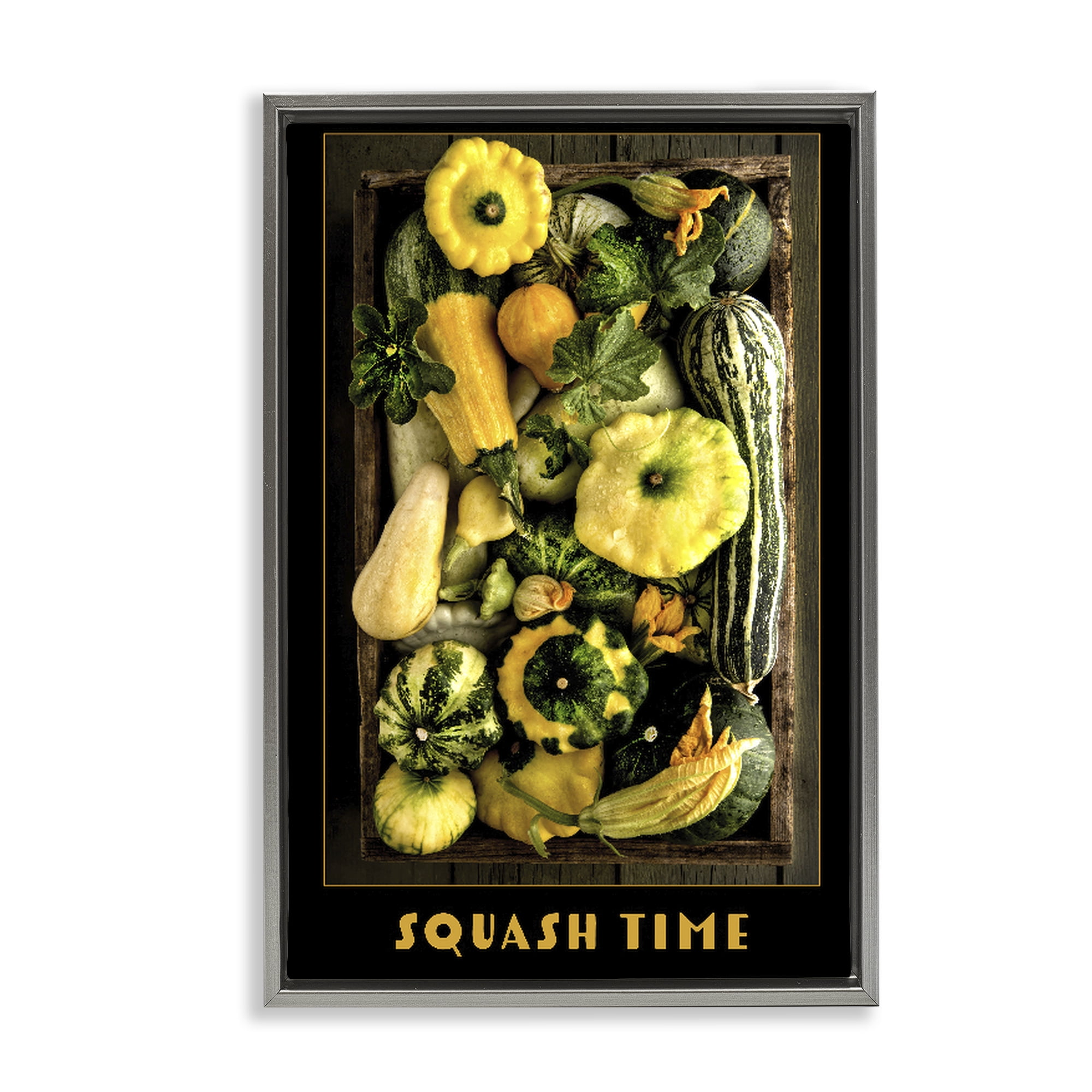 Stupell Industries Squash Time Vibrant Vegetables Gray Framed Floater Canvas Wall Art, design by Carl Kravats