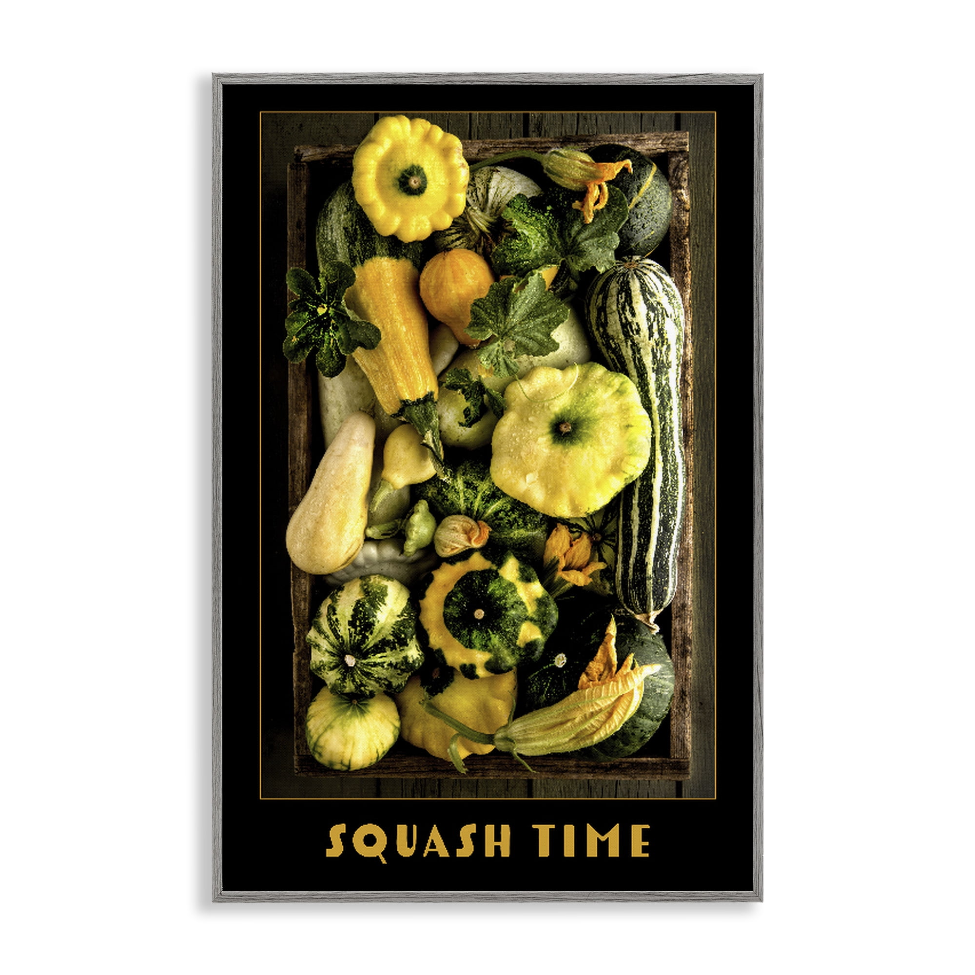 Stupell Industries Squash Time Vibrant Vegetables Gray Framed Giclee Art, design by Carl Kravats