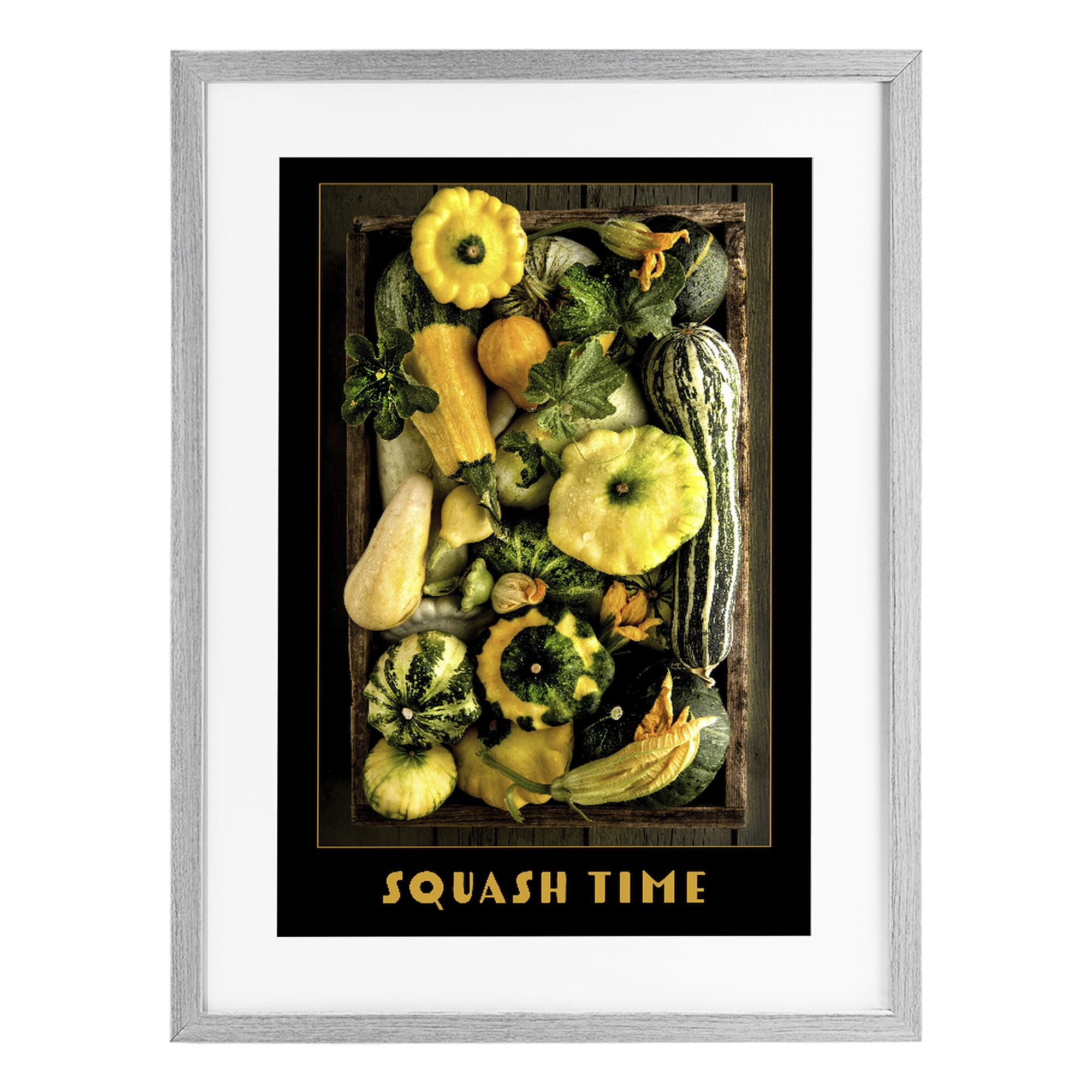 Stupell Industries Squash Time Vibrant Vegetables Gray Framed Print Under Glass, design by Carl Kravats