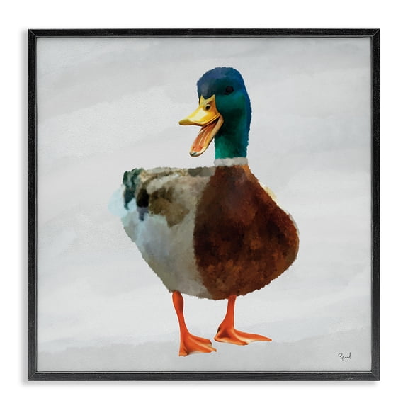 Stupell Industries Squawking Duck Portrait Black Framed Giclee Art design by Renel Peters, 24 x 24