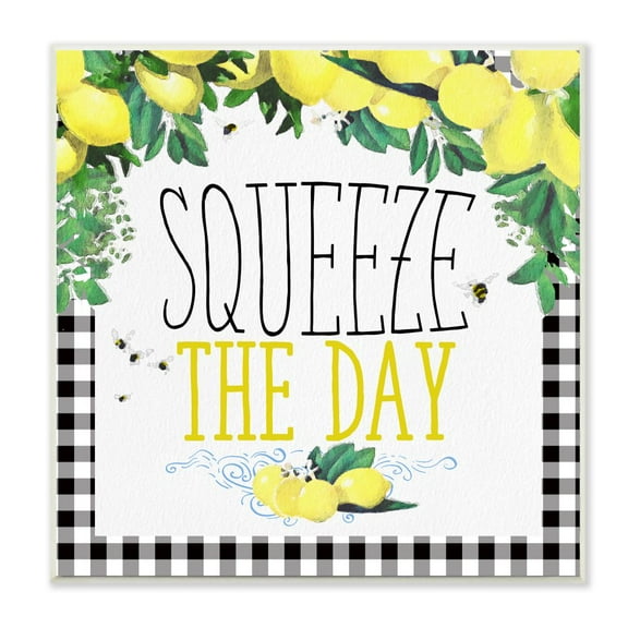 Stupell Industries Squeeze The Day Kitchen Humor Plaid Word Design Wall Plaque by The Saturday Evening Post