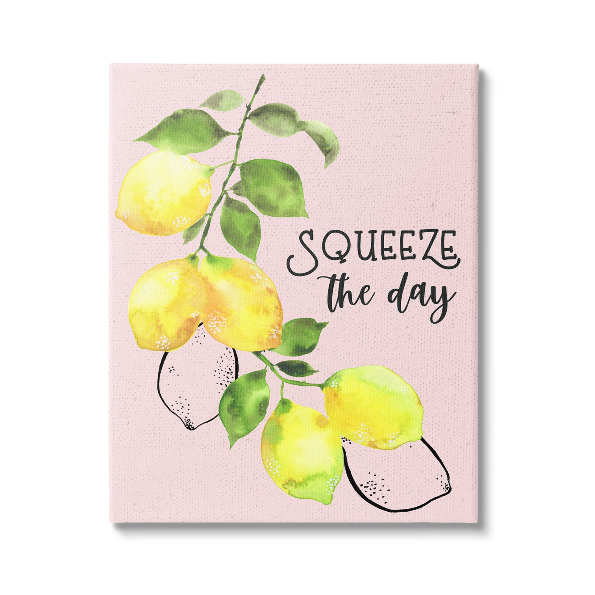 Stupell Industries Squeeze The Day Lemons Food & Beverage Painting Gallery Wrapped Canvas Art Print Wall Art, 36 x 48