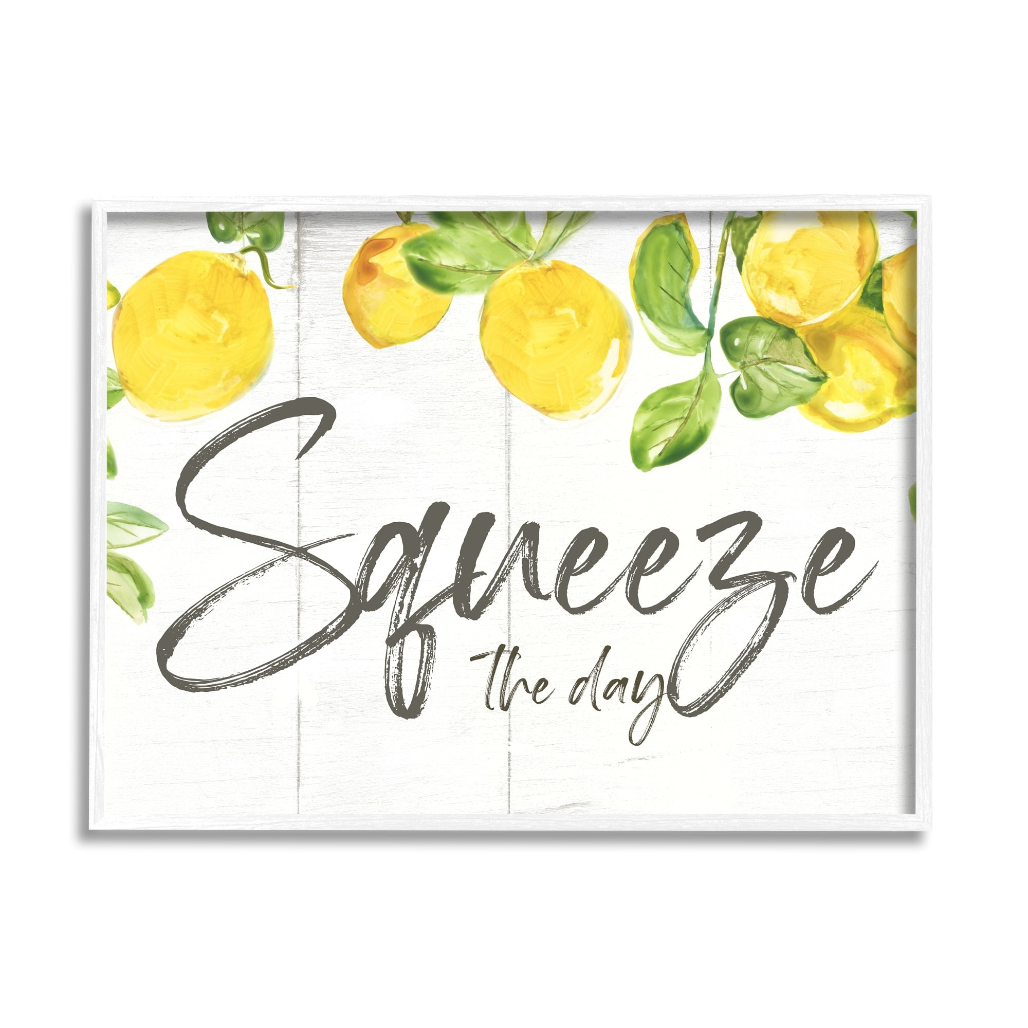 Stupell Industries Squeeze the Day Motivational Phrase Cascading Lemon Fruits, 14 x 11, Design by Nan