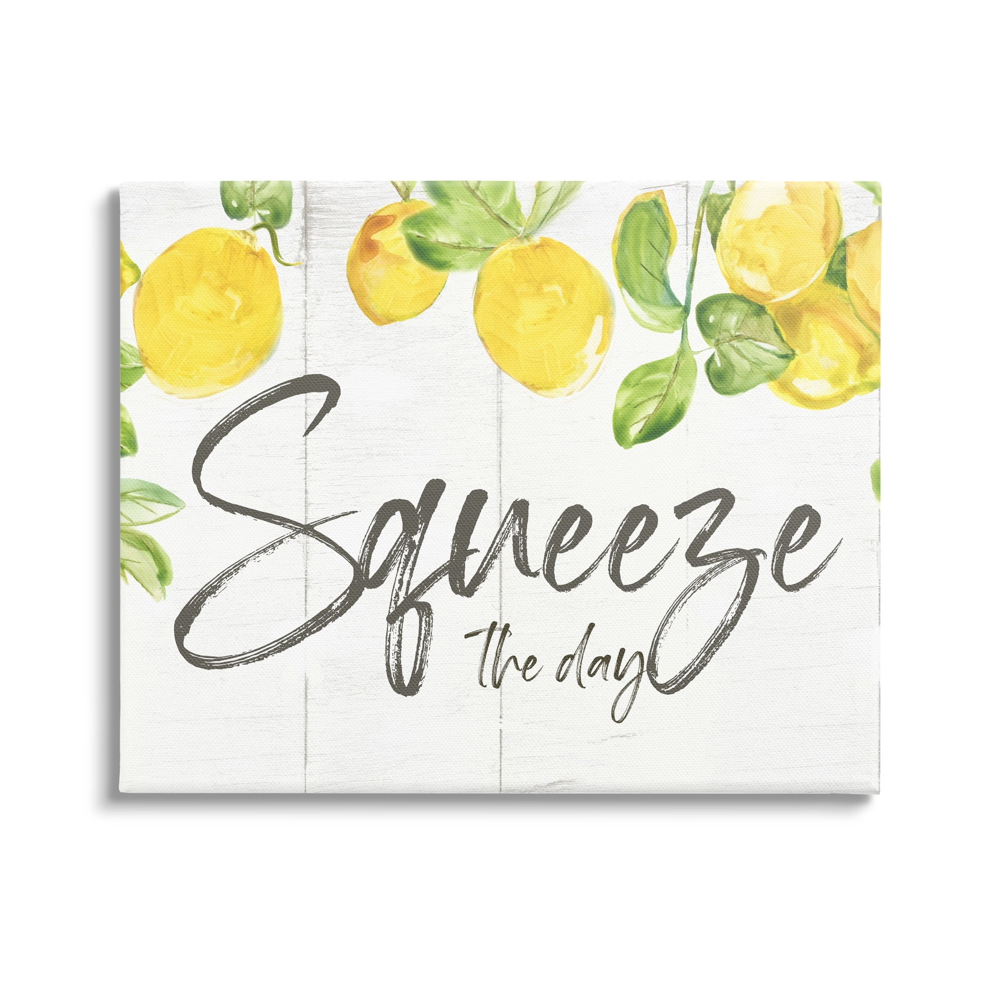 Stupell Industries Squeeze the Day Motivational Phrase Cascading Lemon Fruits, 30 x 24, Design by Nan