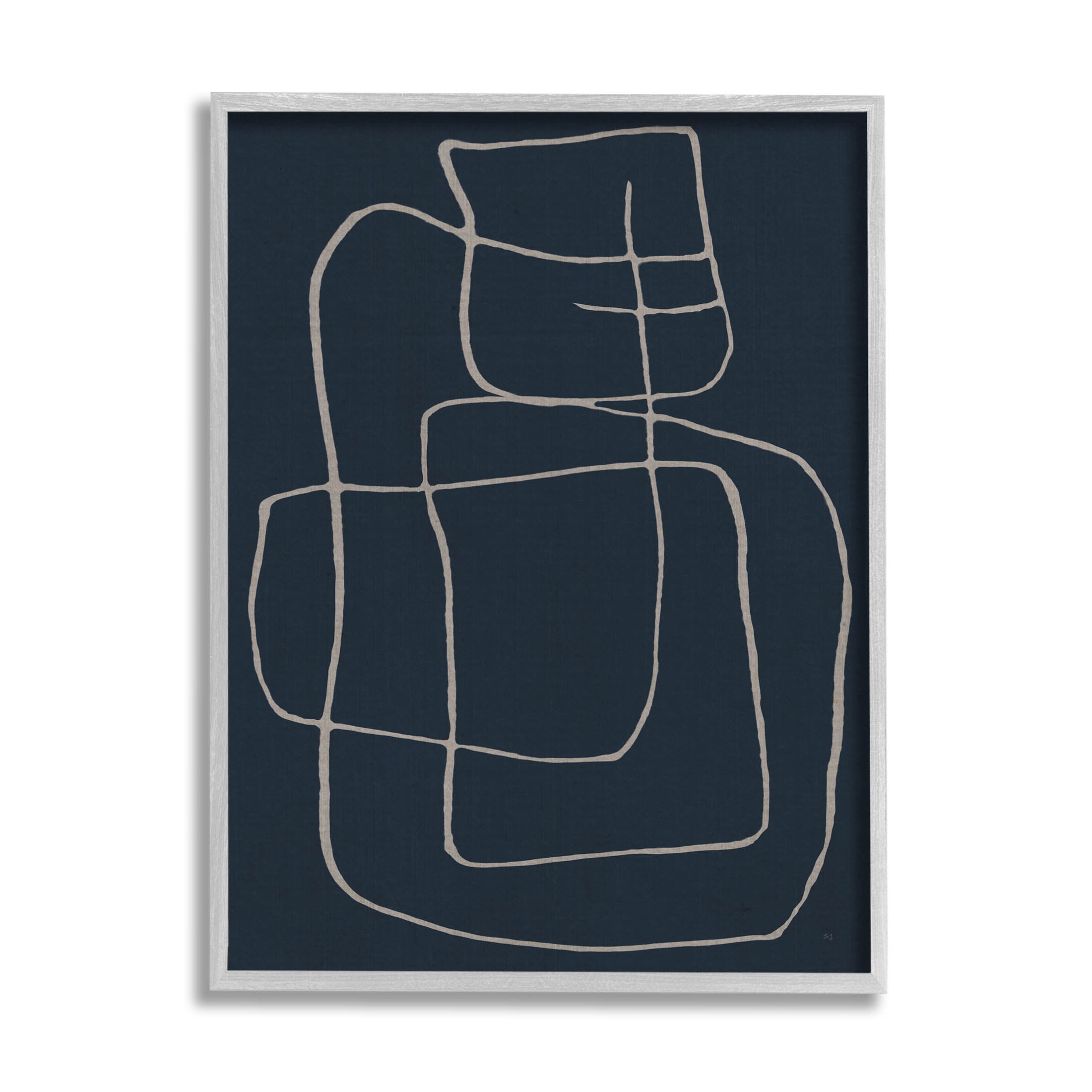 Stupell Industries Squiggle Shapes Abstract Lines Graphic Art Gray Framed Art Print Wall Art, Design by Susan Jill