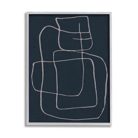 Stupell Industries Squiggle Shapes Abstract Lines Graphic Art Gray Framed Art Print Wall Art, Design by Susan Jill