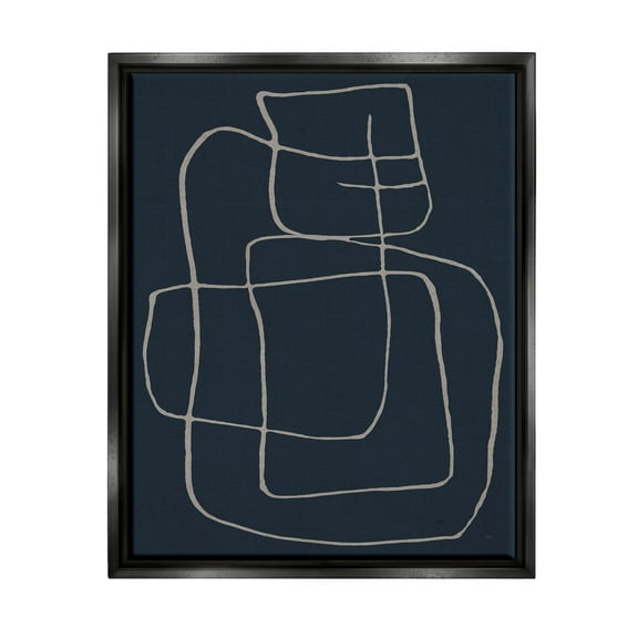 Stupell Industries Squiggle Shapes Abstract Lines Graphic Art Jet Black Floating Framed Canvas Print Wall Art, Design by Susan Jill