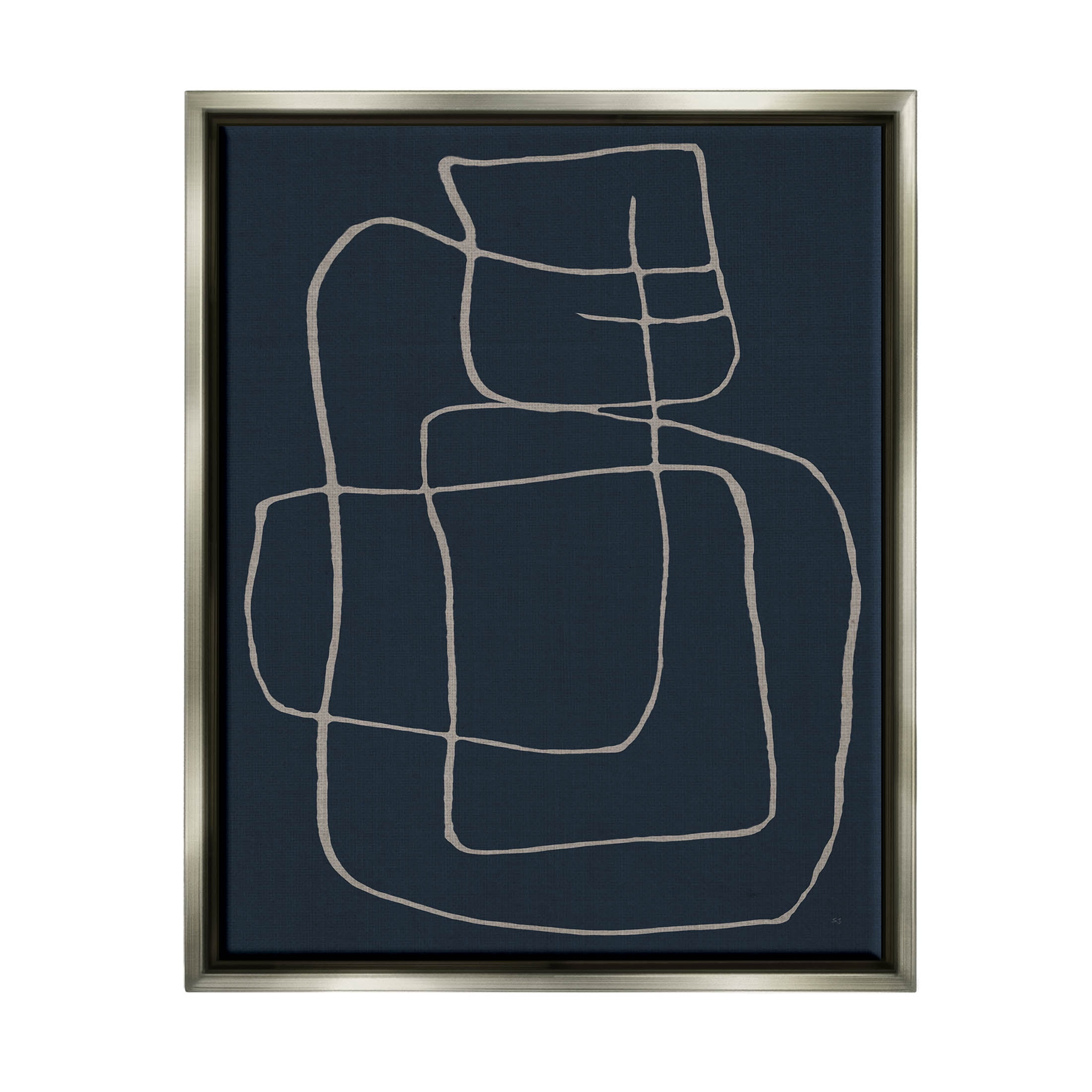 Stupell Industries Squiggle Shapes Abstract Lines Graphic Art Luster Gray Floating Framed Canvas Print Wall Art, Design by Susan Jill