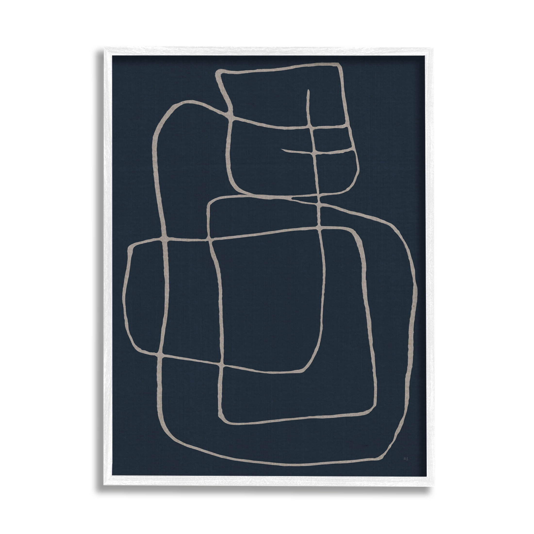 Stupell Industries Squiggle Shapes Abstract Lines Graphic Art White Framed Art Print Wall Art, Design by Susan Jill