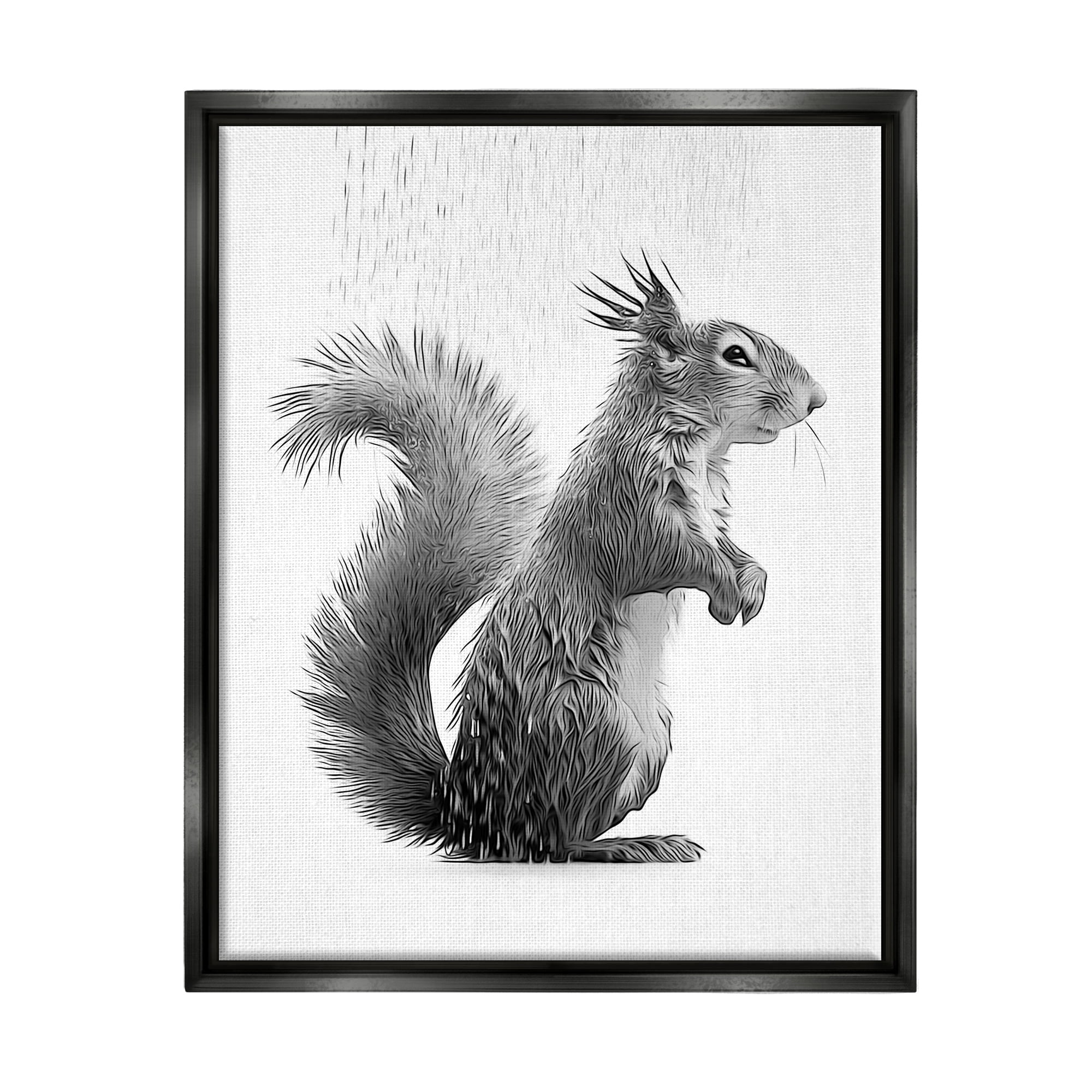 Stupell Industries Squirrel Bathroom Splash Animals & Insects Painting Black Floater Framed Canvas Art Print Wall Art, 17 x 21