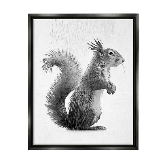 Stupell Industries Squirrel Bathroom Splash Animals & Insects Painting Black Floater Framed Canvas Art Print Wall Art, 25 x 31
