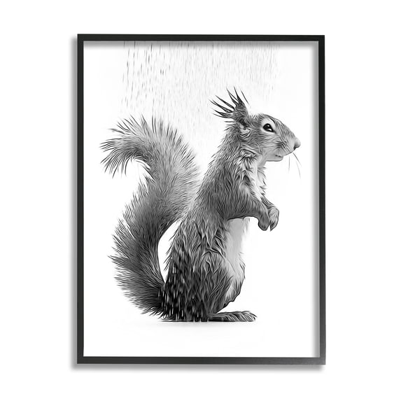 Stupell Industries Squirrel Bathroom Splash Animals & Insects Painting Black Framed Art Print Wall Art, 16 x 20