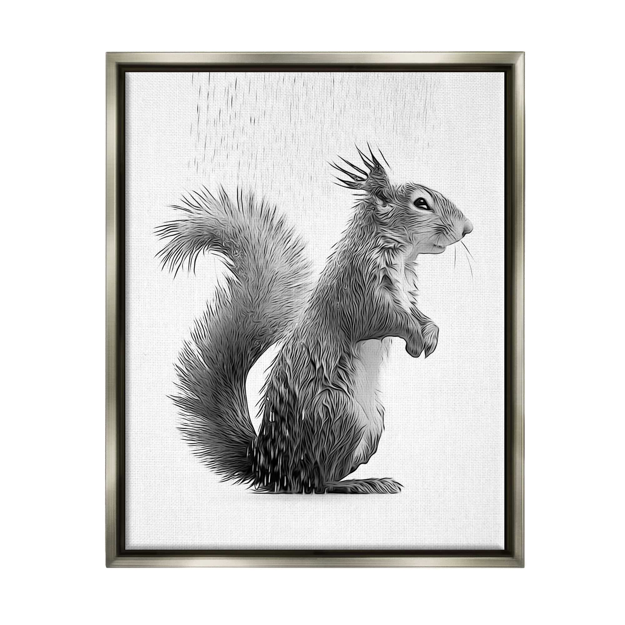 Stupell Industries Squirrel Bathroom Splash Animals & Insects Painting Gray Floater Framed Canvas Art Print Wall Art, 25 x 31