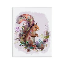 Stupell Industries Squirrel & Floral Garland Animals & Insects Painting Unframed Art Print Wall Art, 11 x 14
