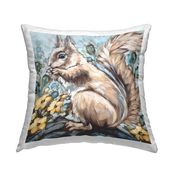 Stupell Industries Squirrel Floral Nature Scene Printed Throw Pillow Design by Sara G. Designs
