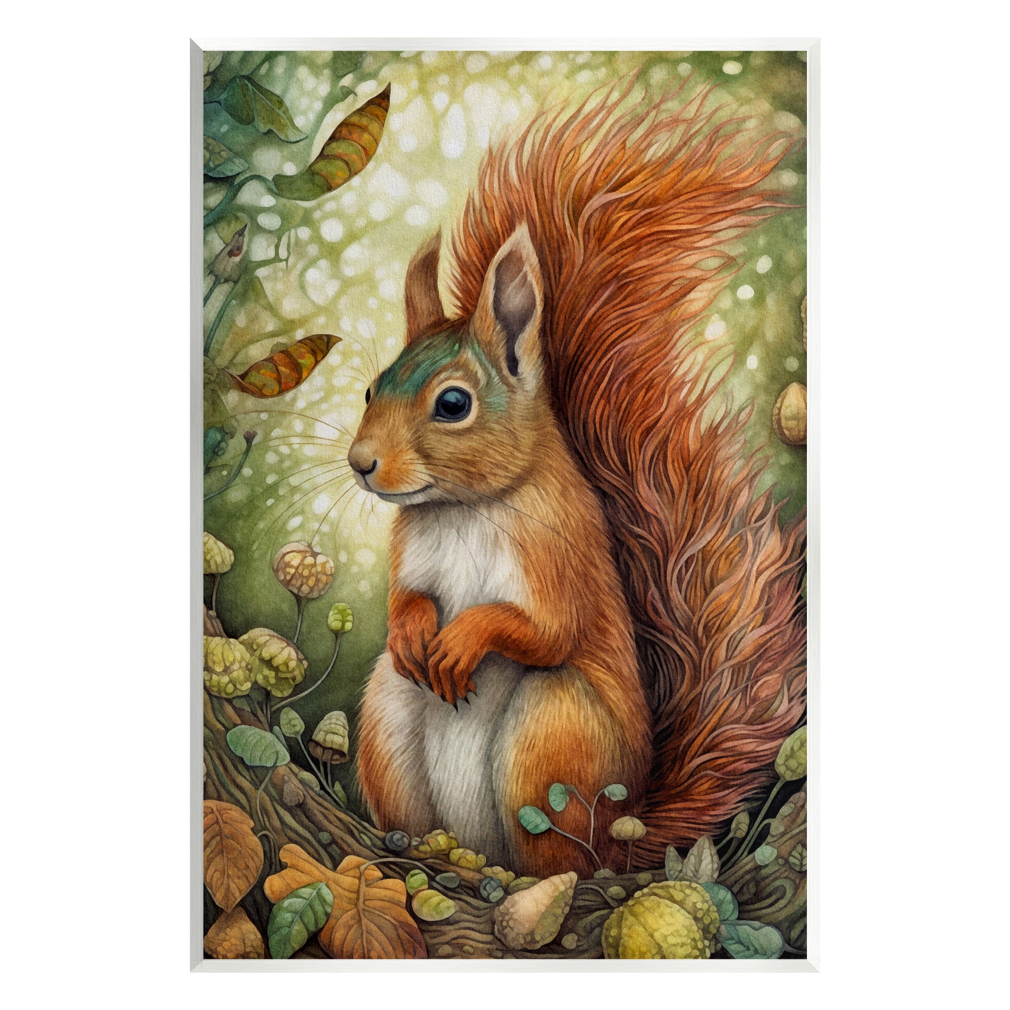 Stupell Industries Squirrel & Forest Botanicals Animals & Insects Painting Unframed Art Print Wall Art, 13 x 19