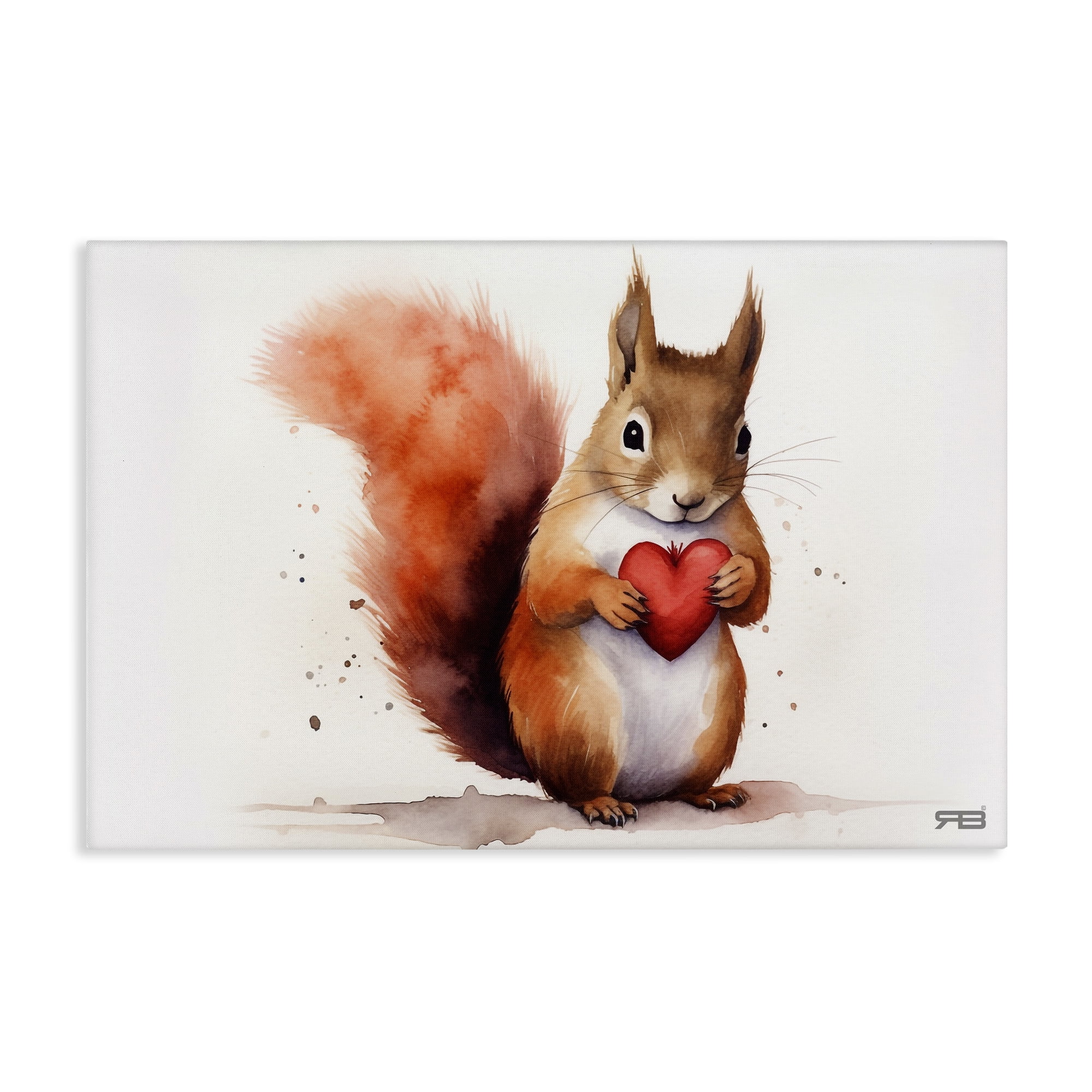 Stupell Industries Squirrel Holding Heart Animals & Insects Painting Gallery Wrapped Canvas Art Print Wall Art, 24 x 16