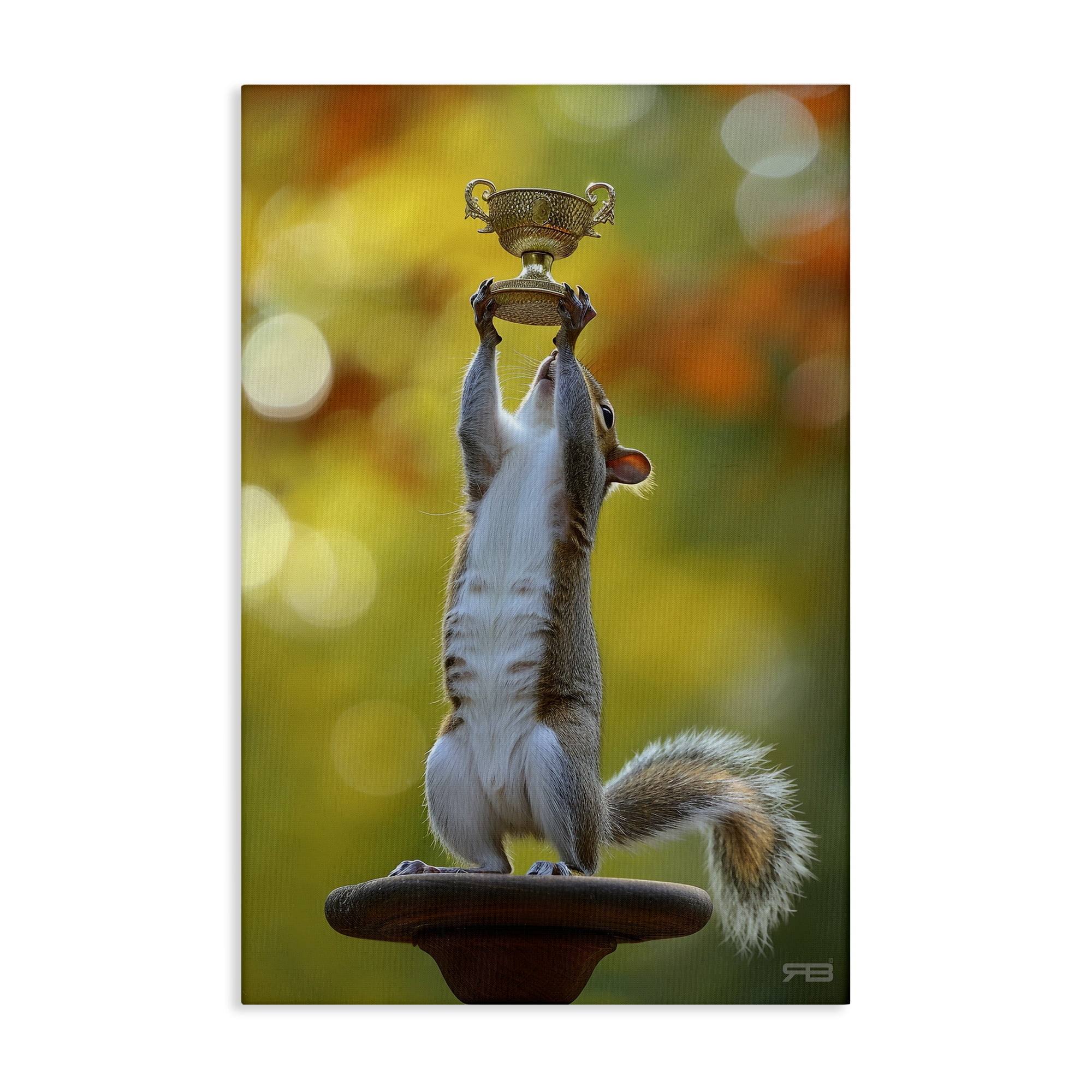 Stupell Industries Squirrel Holding Trophy Novelty Painting Gallery Wrapped Canvas Art Print Wall Art, 16 x 24