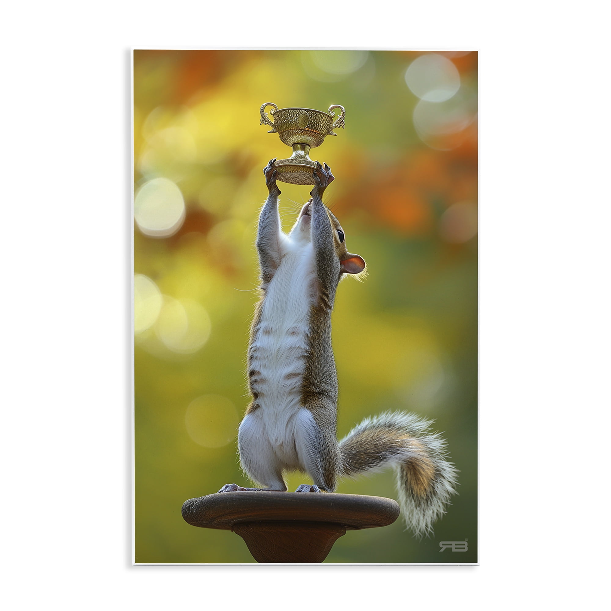 Stupell Industries Squirrel Holding Trophy Novelty Painting Unframed Art Print Wall Art, 10 x 15