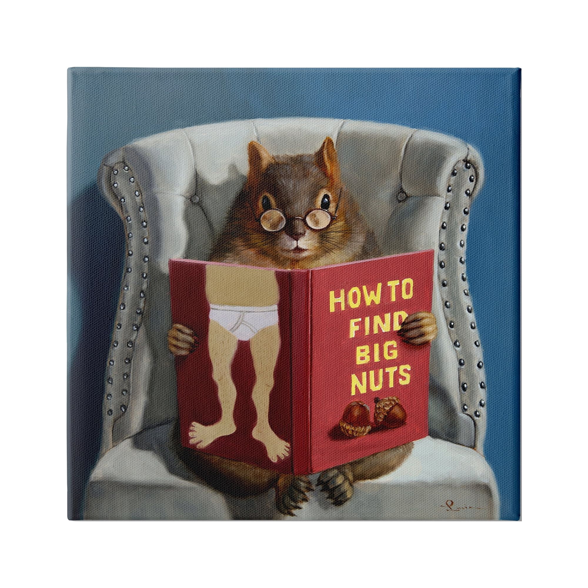 Stupell Industries Squirrel Reading Red Book on Chair Sassy Humor, 17 x 17,Design by Lucia Heffernan
