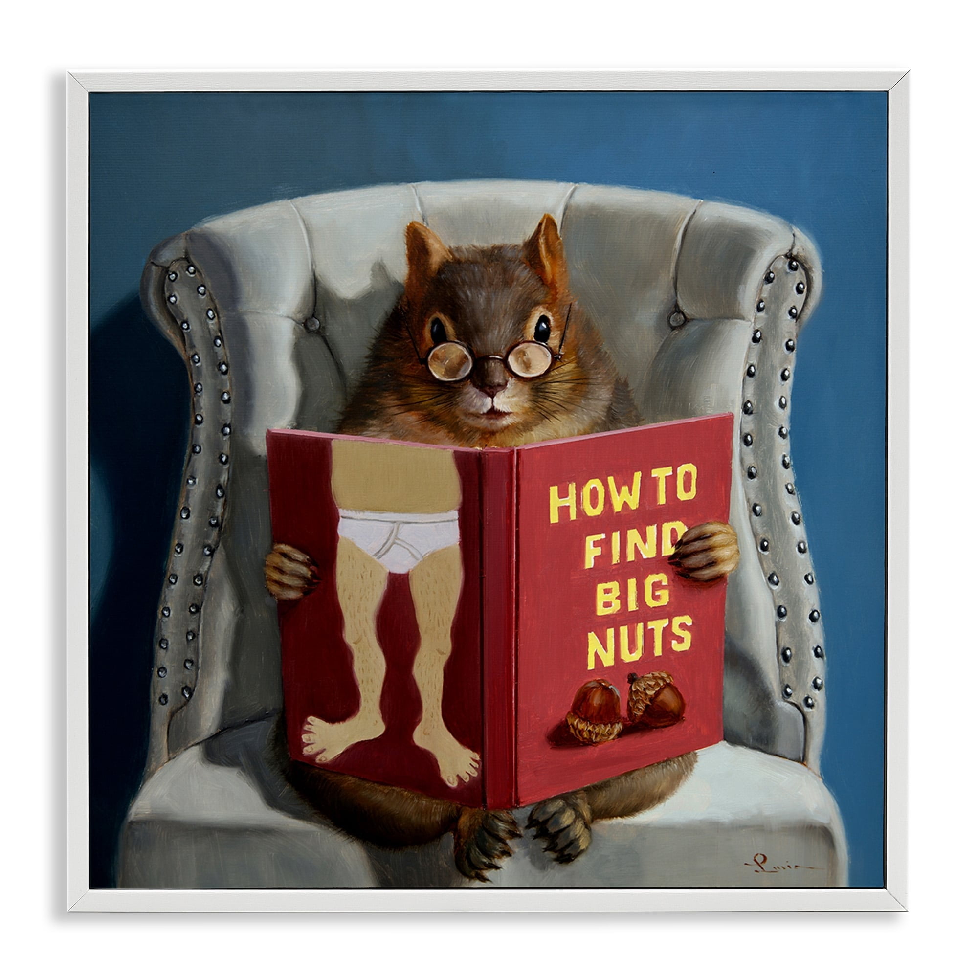 Stupell Industries Squirrel Reading Red Book on Chair Sassy Humor, 24 x 24,Design by Lucia Heffernan