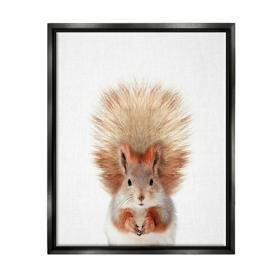 Stupell Industries Squirrel Wildlife Portrait Animals & Insects Painting Black Floater Framed Art Print Wall Art, 25 x 31