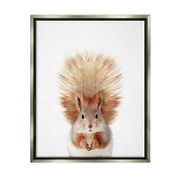 Stupell Industries Squirrel Wildlife Portrait Animals & Insects Painting Gray Floater Framed Art Print Wall Art, 17 x 21