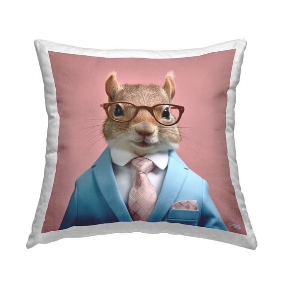 Stupell Industries Squirrel in Chic Suit Decorative Printed Throw Pillow, 18 x 18