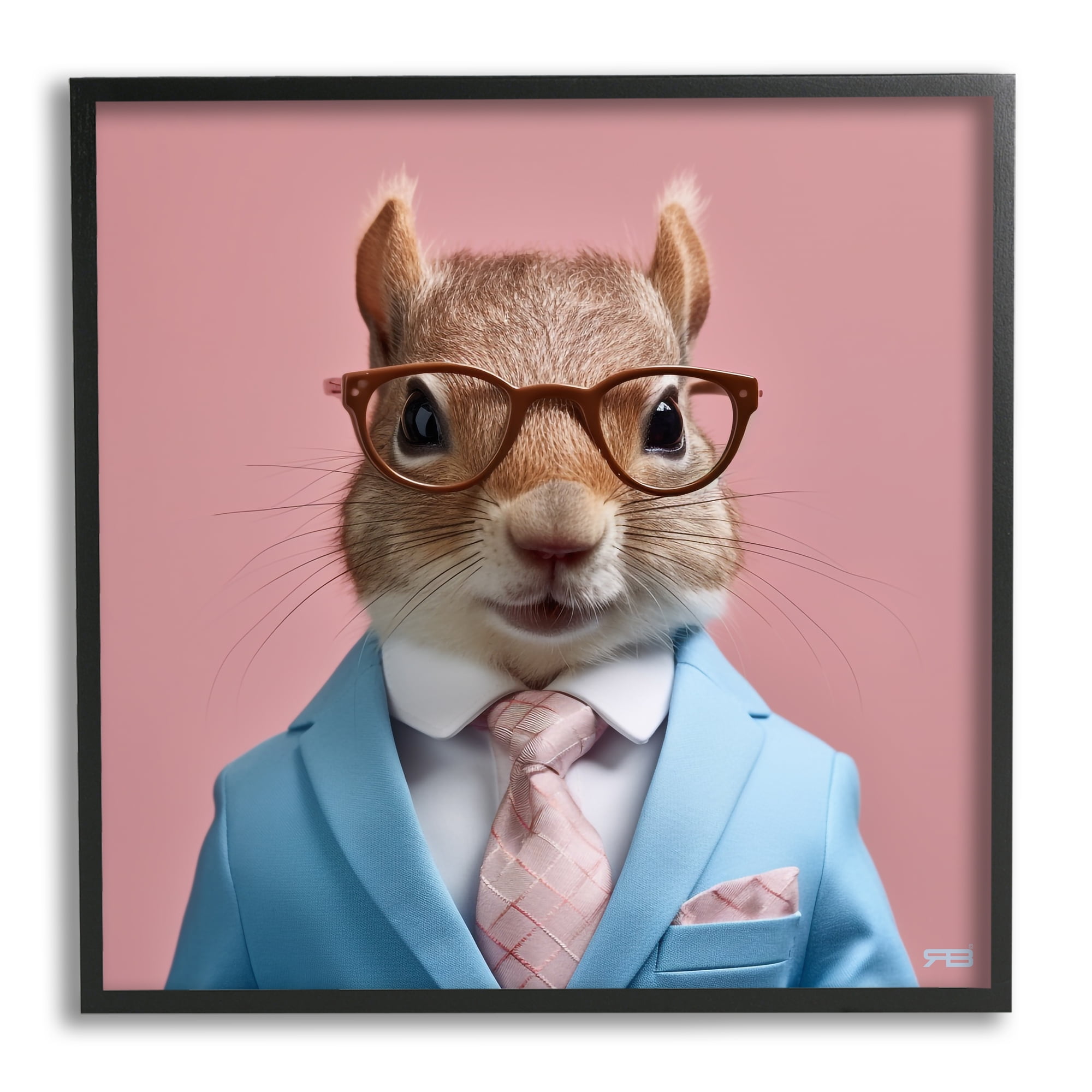 Stupell Industries Squirrel in Classy Suit Animals & Insects Painting Black Framed Art Print Wall Art, 12 x 12