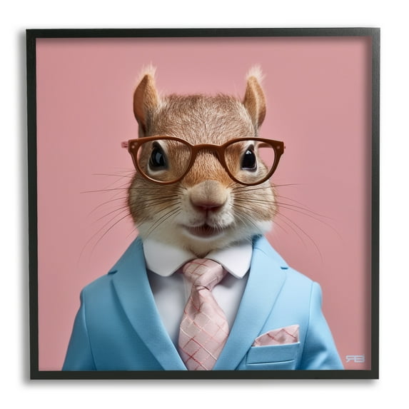 Stupell Industries Squirrel in Classy Suit Animals & Insects Painting Black Framed Art Print Wall Art, 17 x 17