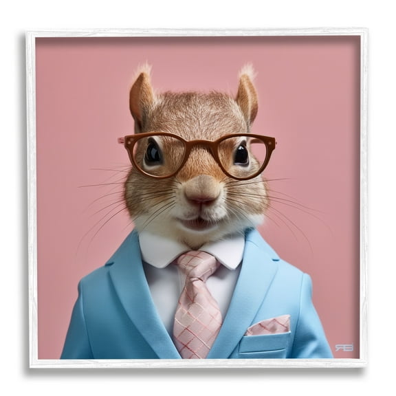 Stupell Industries Squirrel in Classy Suit Animals & Insects Painting White Framed Art Print Wall Art, 17 x 17