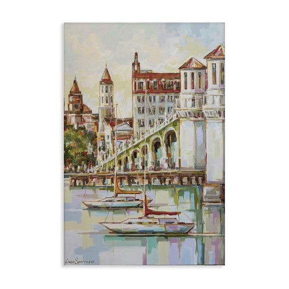 Stupell Industries St Augustine Modern Impressionism Architecture Painting Wrapped Canvas Canvas Art Print Wall Art, 24 x 36