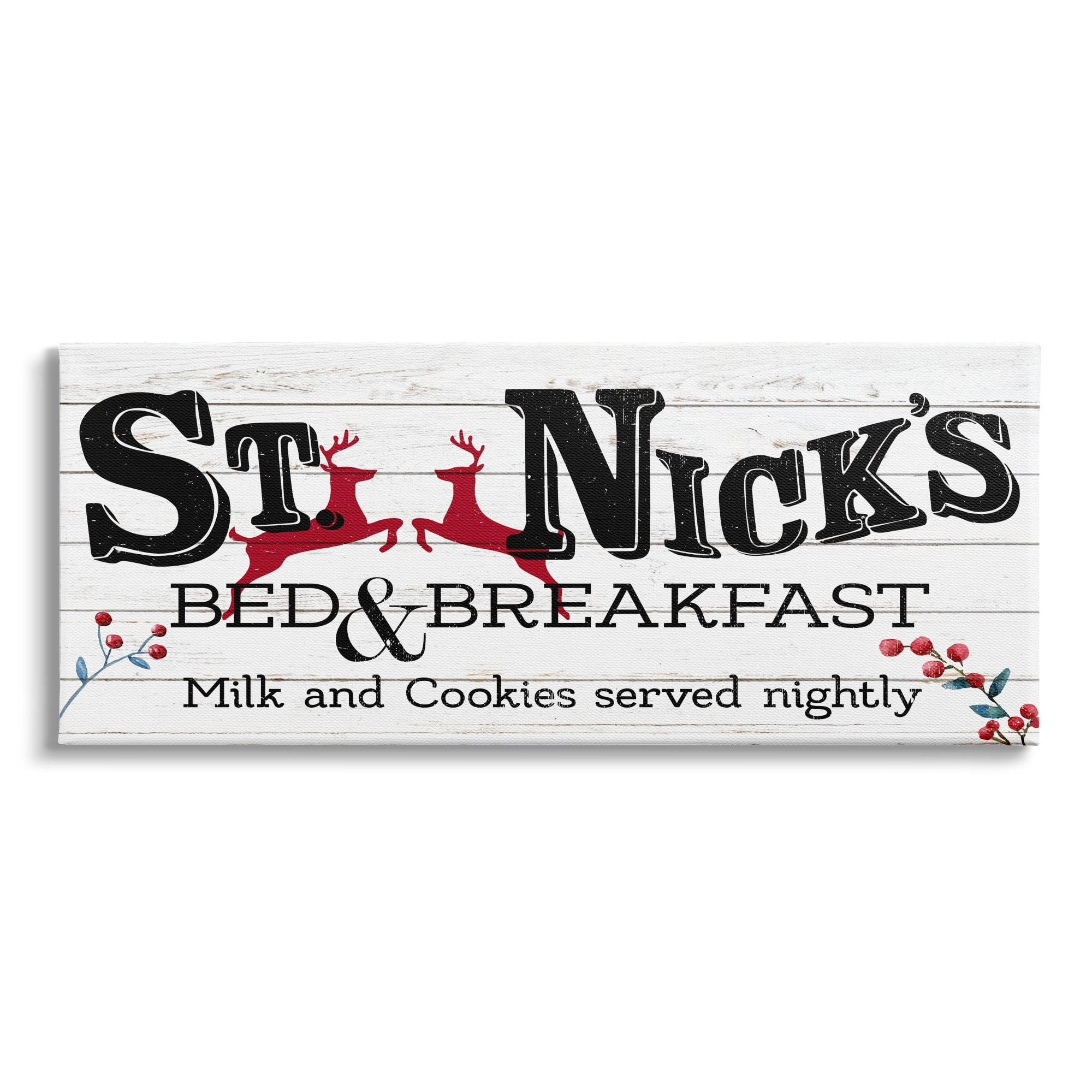 Stupell Industries St. Nick's Bead & Breakfast Christmas Red Reindeer, 30 x 13,Design by Kim Allen