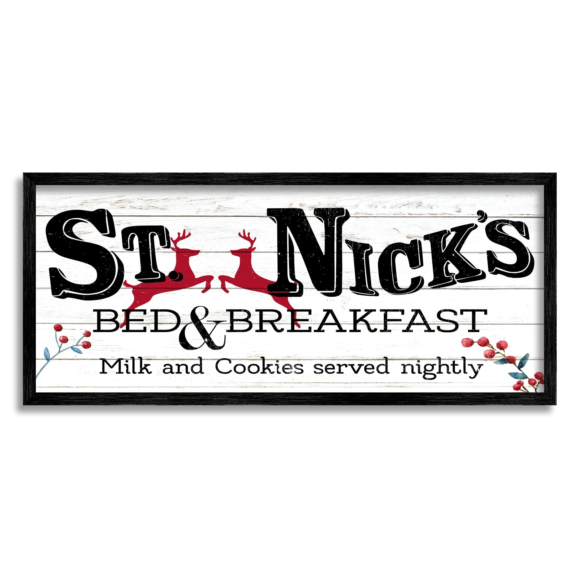 Stupell Industries St. Nick's Bead & Breakfast Christmas Red Reindeer, 30 x 13,Design by Kim Allen