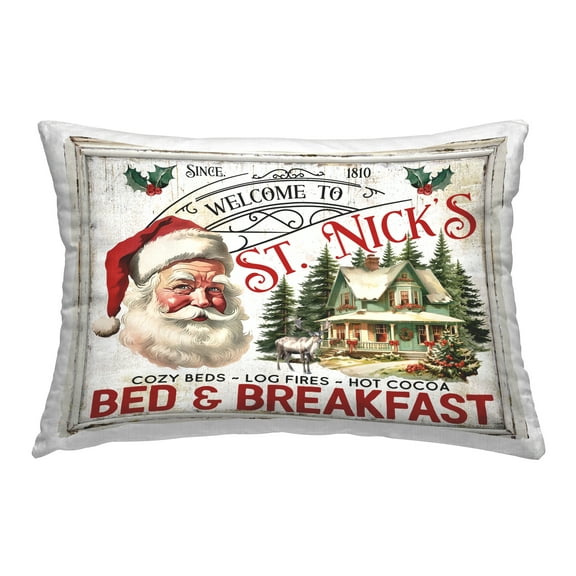 Stupell Industries St Nick's Bed & Breakfast Decorative Printed Throw Pillow, 14 x 20