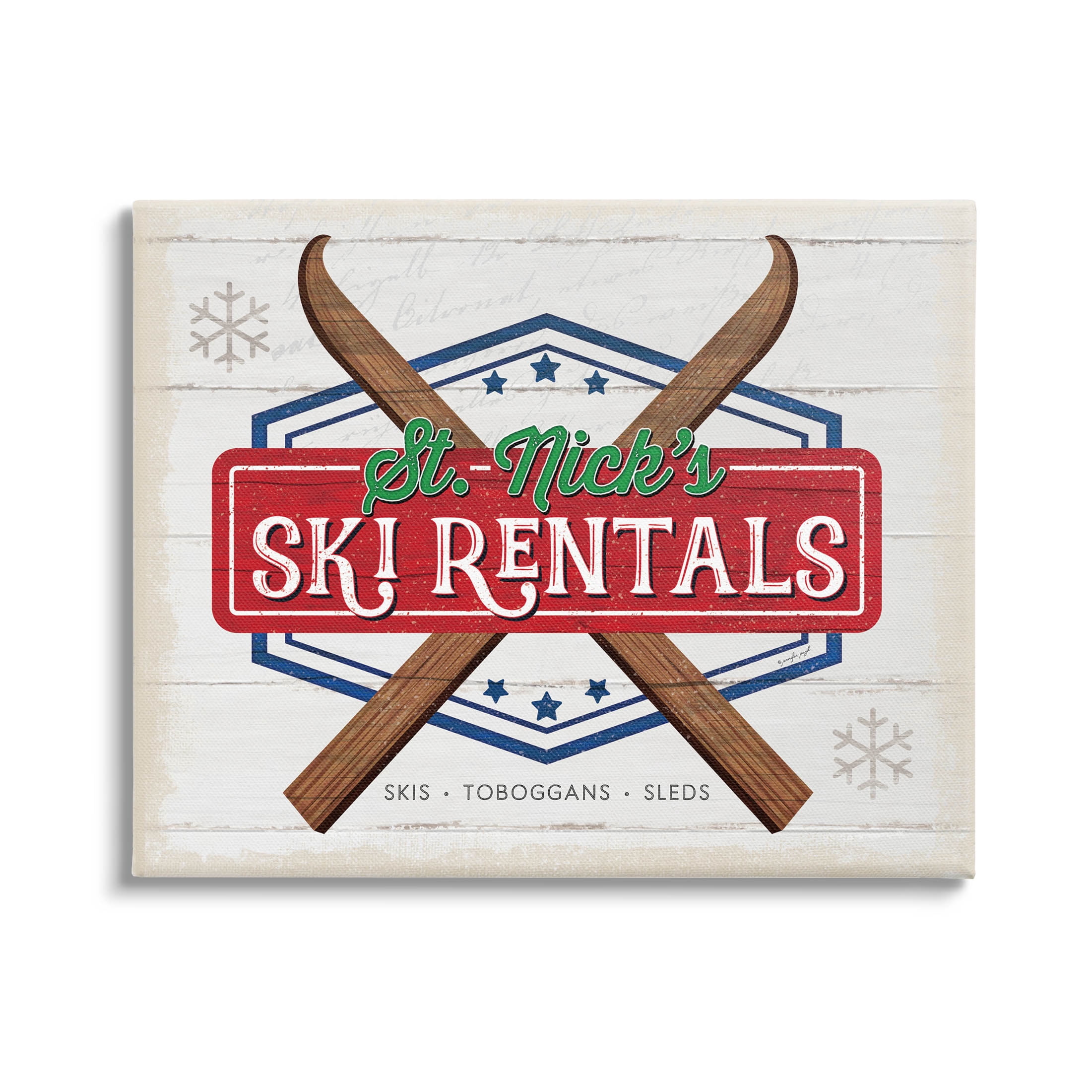 Stupell Industries St. Nick's Ski Rentals Vintage Graphic Art Gallery Wrapped Canvas Print Wall Art, Design by Jennifer Pugh