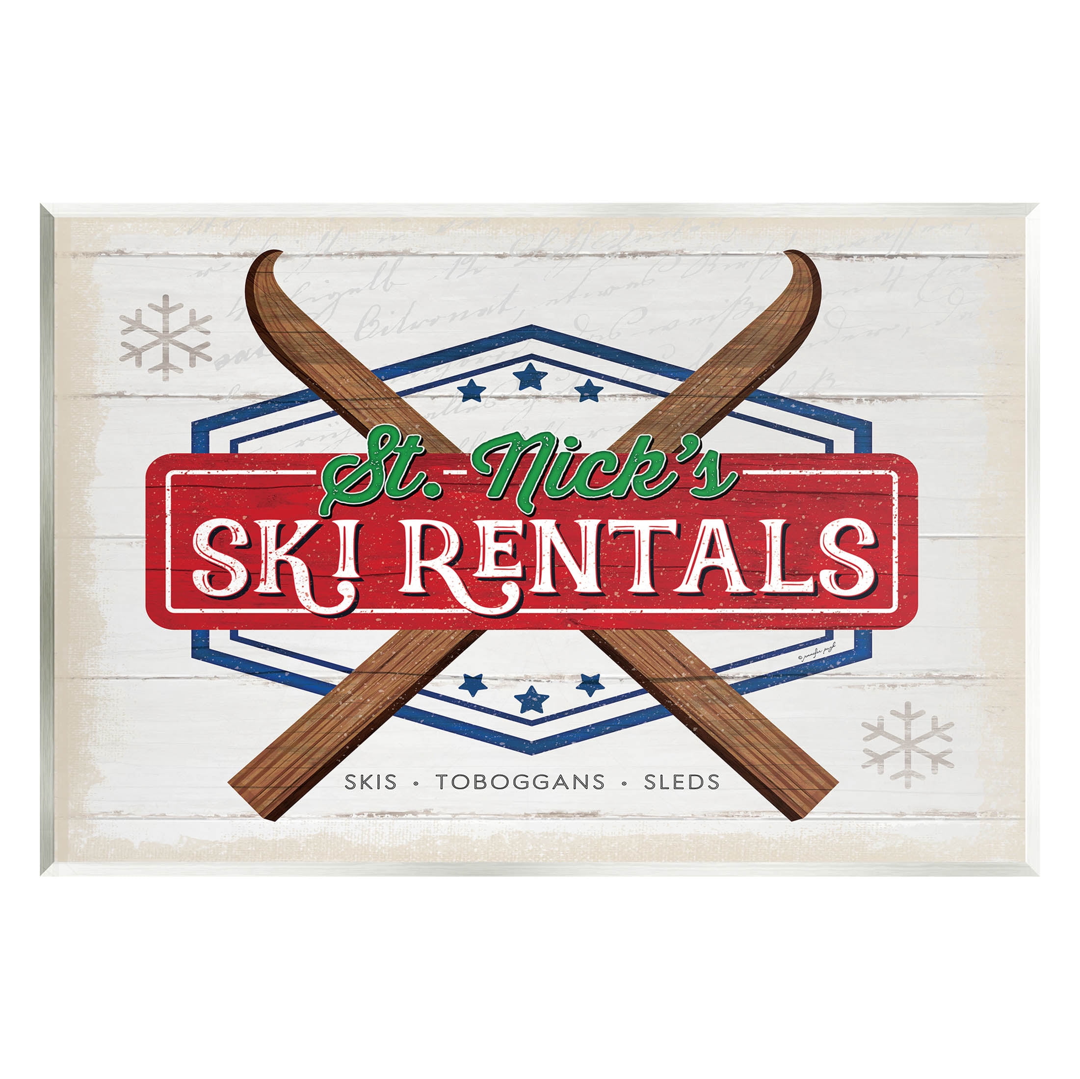 Stupell Industries St. Nick's Ski Rentals Vintage Graphic Art Unframed Art Print Wall Art, Design by Jennifer Pugh