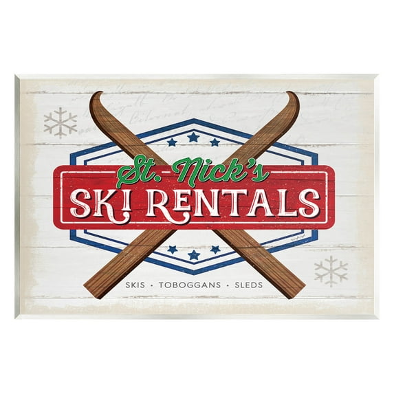 Stupell Industries St. Nick's Ski Rentals Vintage Graphic Art Unframed Art Print Wall Art, Design by Jennifer Pugh